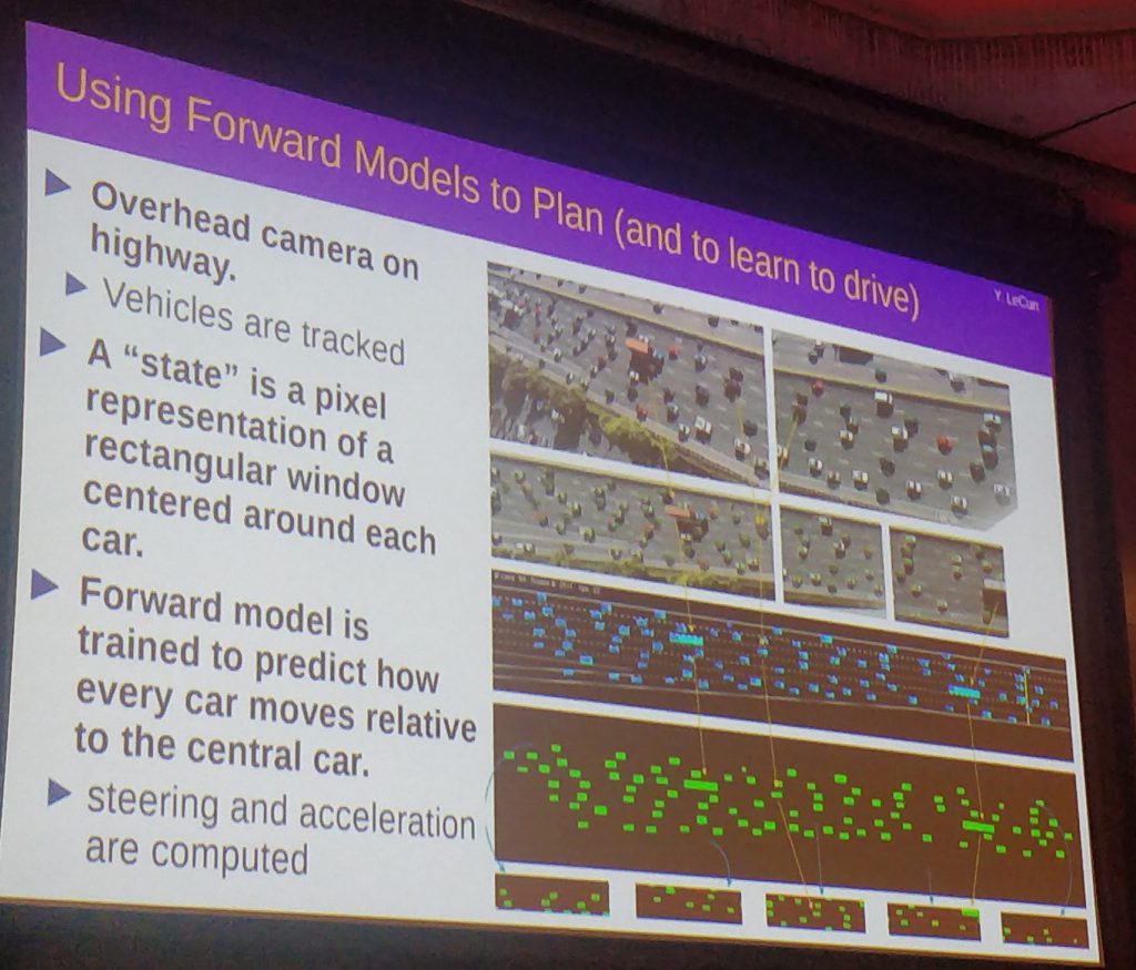 Forward models of the world. "Prediction is the essence of intelligence", according to Yann.